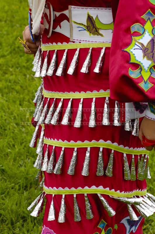 Details of jingle dress made from silver