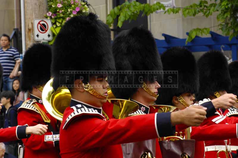Canadian military band with bearskin caps