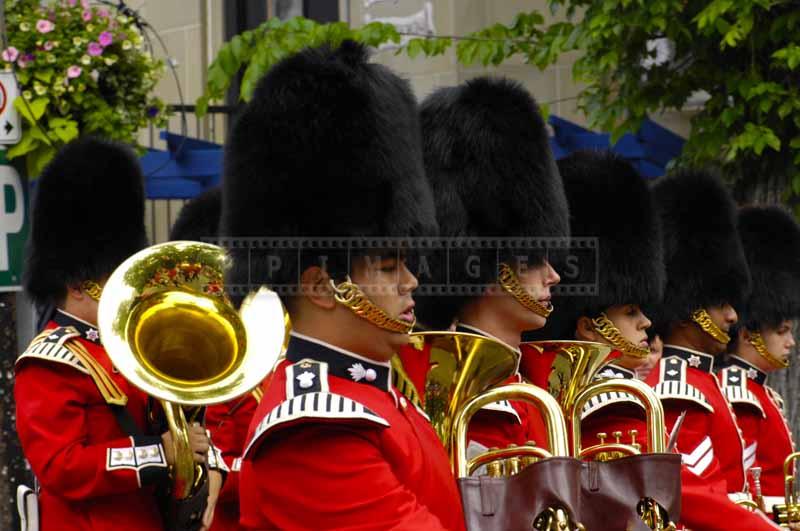 Canadian military band with bearskin caps