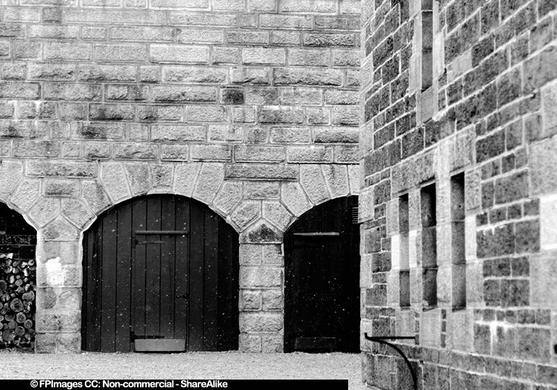 Black & White Photo of Citadel Granite Walls, free image