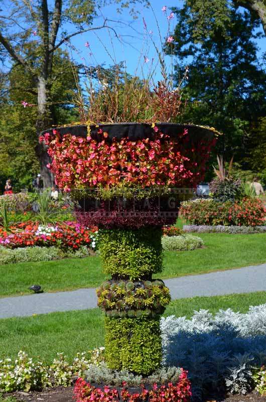 Plants covered tall urn