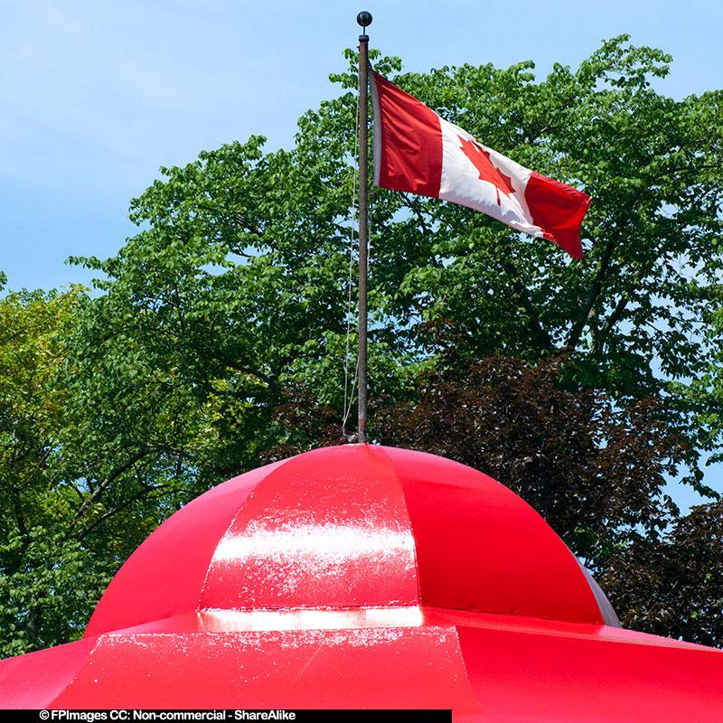 Canadian flag atop the gazebo, free image
