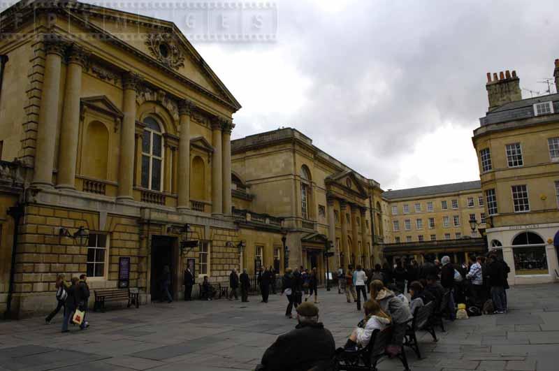 View from main square at the Roman bath museum