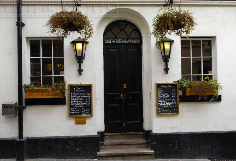 Decorated entrance to the pub, Bath UK