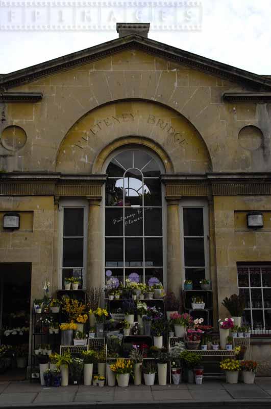 Flower shop on Pulteney Bridge, UK