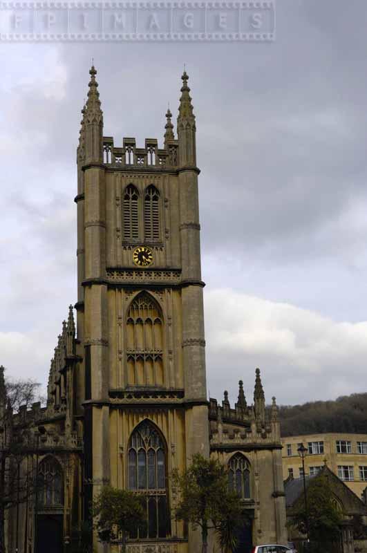 Main tower with clock of Bath Abbey