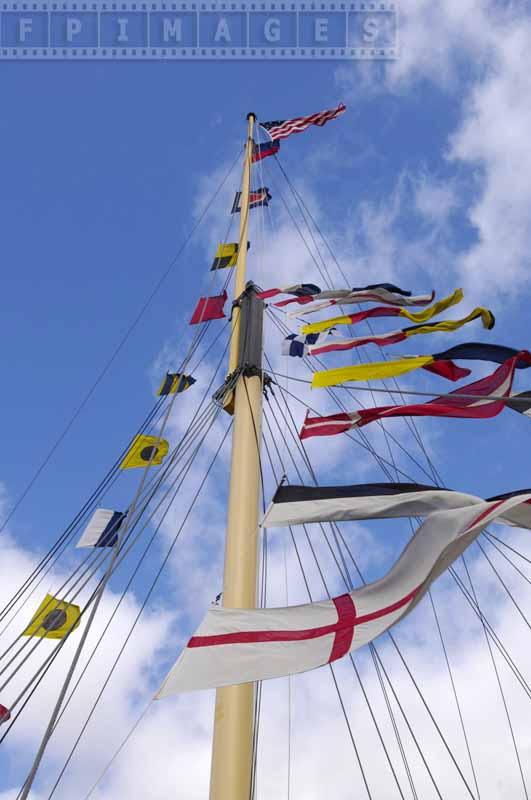 Flags flying on one of the masts