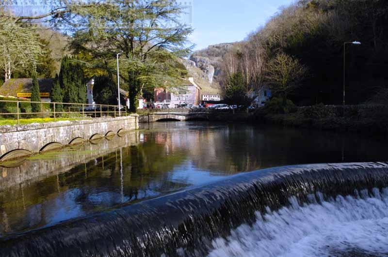 Scenic horizontal shot of Cheddar Yeo waterfall