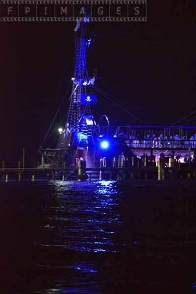 Pirate ship at night