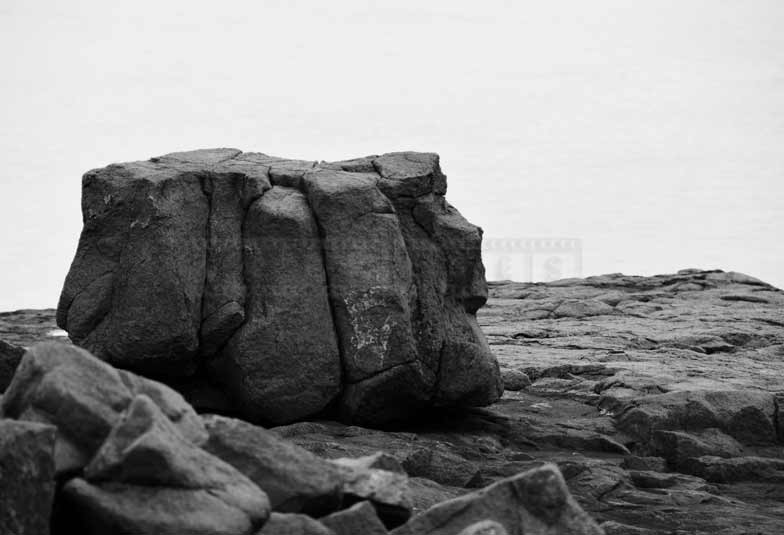 black and white photo of the rock