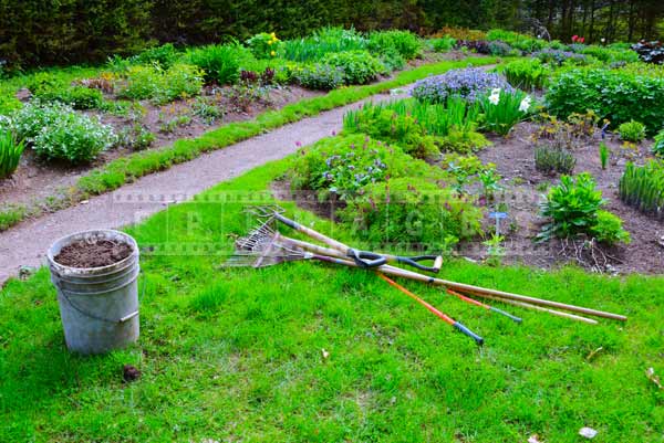 spring landscaping in progress at perennial garden