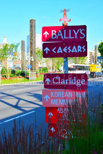 Signs showing directions to various city attractions