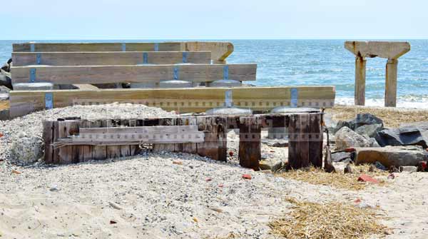 atlantic city boardwalk destroyed by super storm, climate change concept abstract images