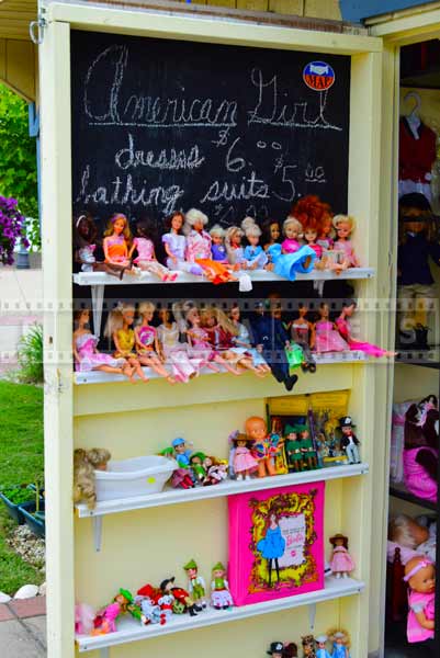 Toys and dolls shop display, boardwalk at Gardners basin