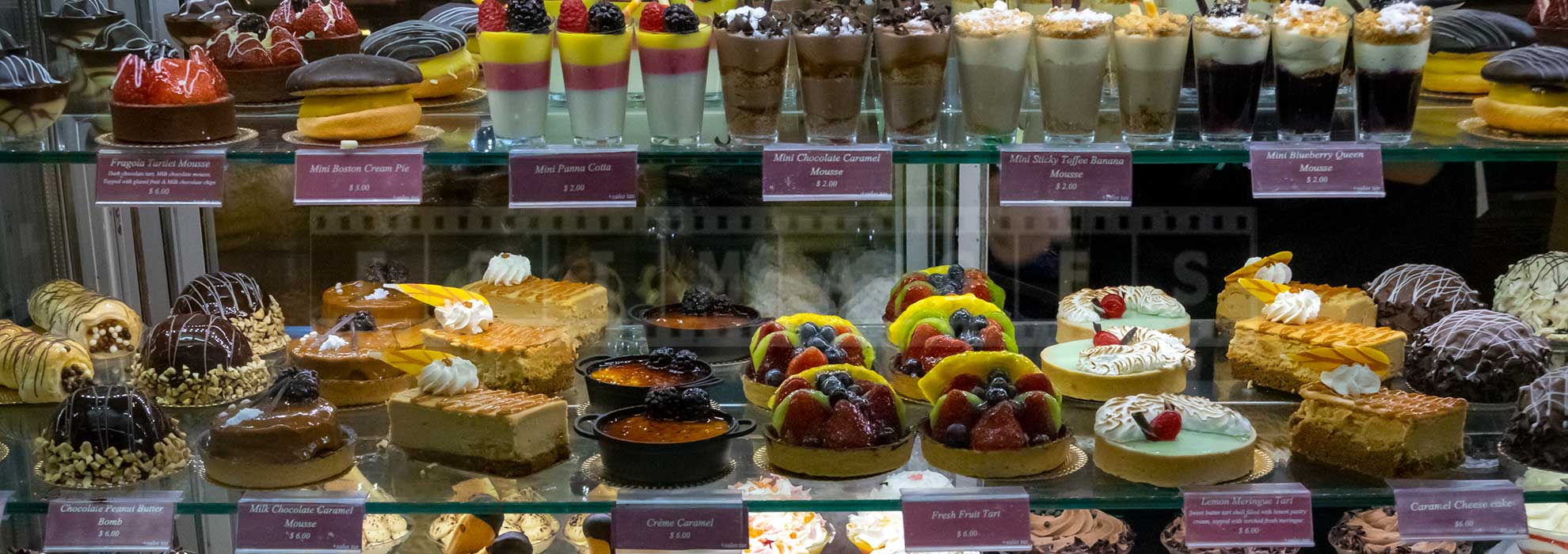 colorful desserts display at Caesar's casino buffet