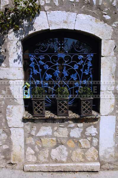 Wrought iron window grill in Colles sur Loup, Cote d'Azur, France