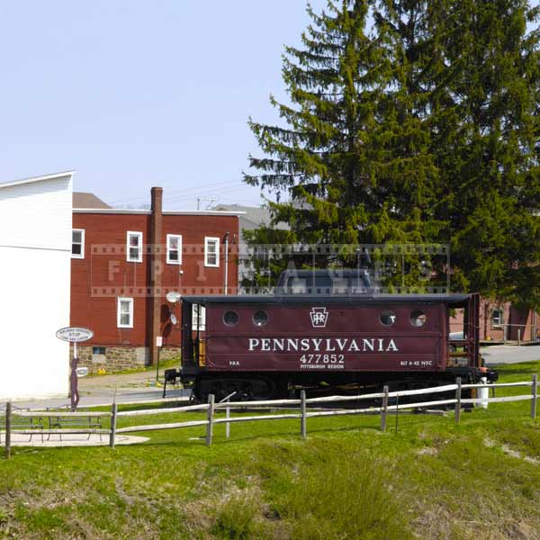 Old Pennsylvania railroad caboose on display