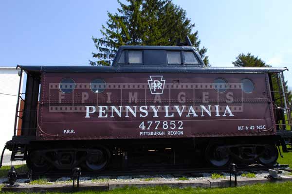 Old Pennsylvania railroad caboose on display