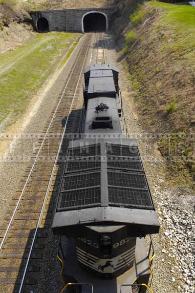 Locomotive and tunnel picture from the bridge in Gallitzin, trip off the beaten path