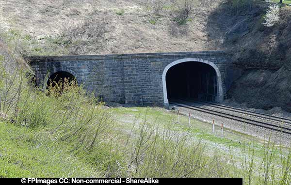 industrial image of the railroad tunnels in Gallitzin