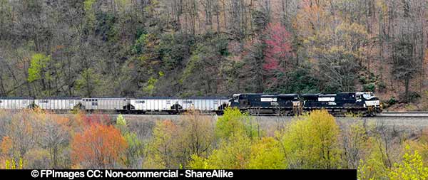 Railway industry - train hauling coal at Horseshoe Curve