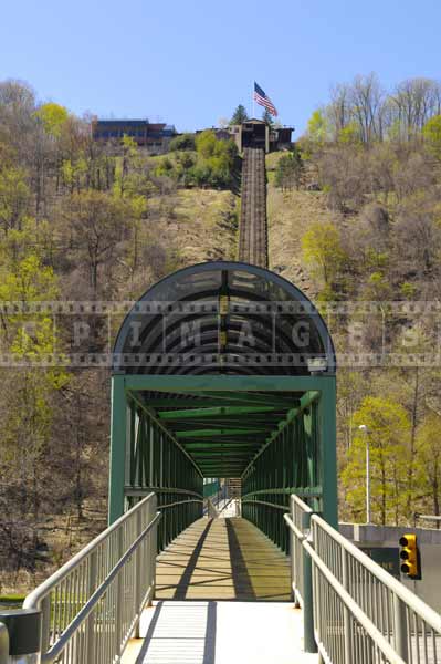 Foot bridge across the river to the bottom funicular station