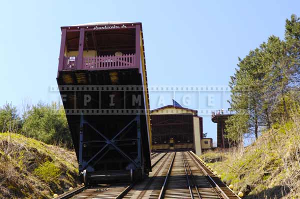 Funicular car descending the inclined plane, travel images