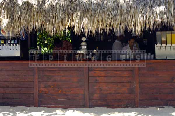 Tiki bar with thatched roof, travel images