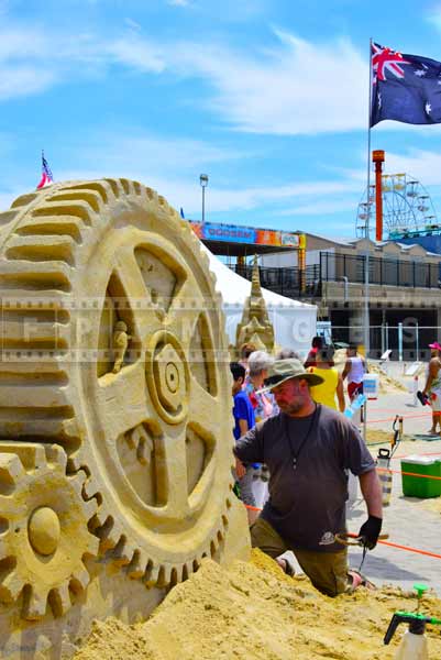 Sand sculpture artist at sand castle competition