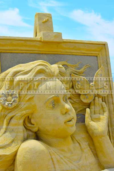 Detail of a sand sculpture by Russian sand artist Pavel Mylnikov