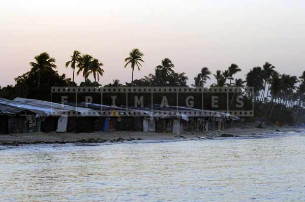 Beachfront marketplace at sunrise, Dominican Republic cityscapes