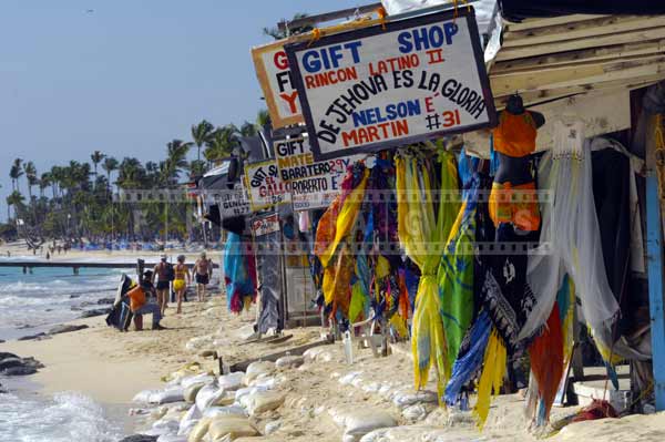 dominican republic market with gift shops, travel images