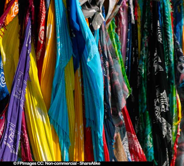 Colorful fabrics at Dominican Republic Market, gift ideas