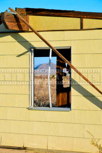 detail of a house wreck near 29 palms