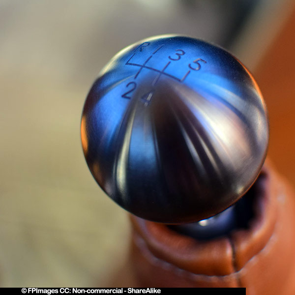 Classic car stainless steel shift knob, details of car design