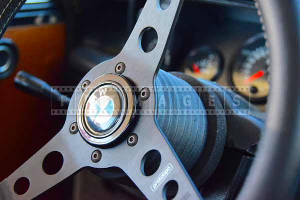 Steering wheel, classic car interior image