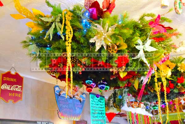 Evergreen cafe Christmas garlands