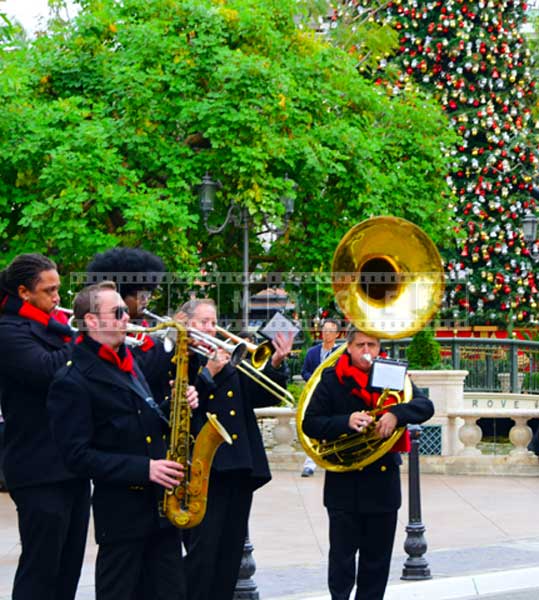 Christmas mood set by music, the grove cityscapes