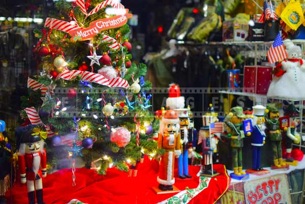 Christmas toys and Christmas tree store window