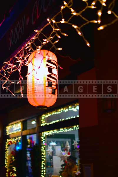 Sushi restaurant street lights, Monrovia cityscapes