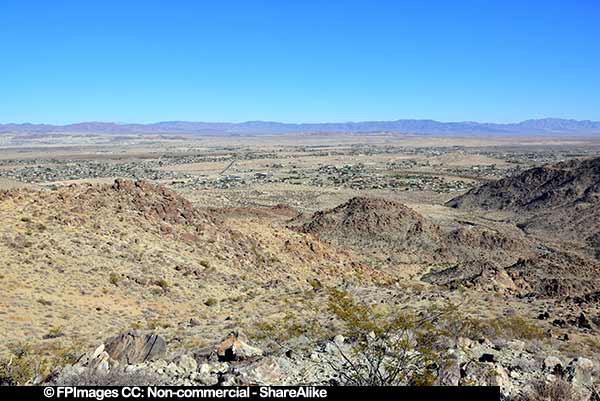 29 Palms aerial view from mountains, landscape photography