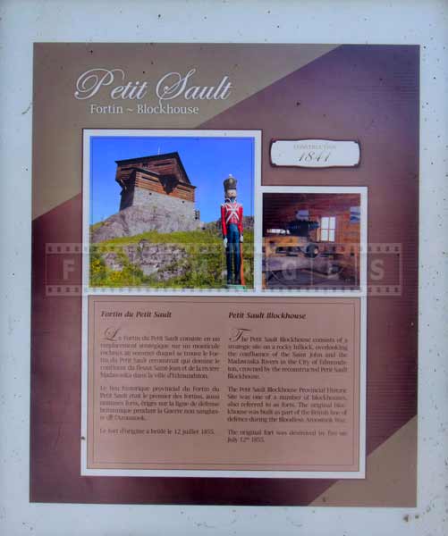 Information board describing Petit Sault blockhouse