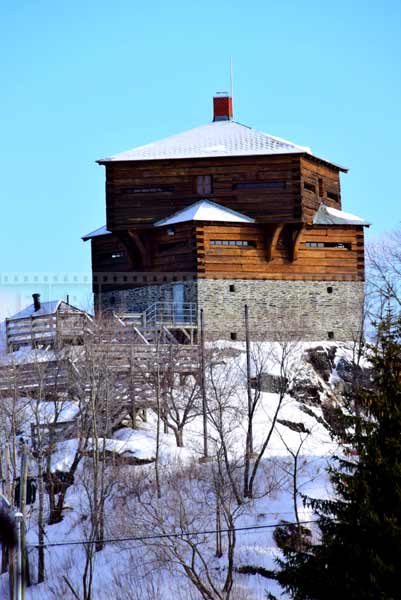 Petit Sault blockhouse, winter Canada travel