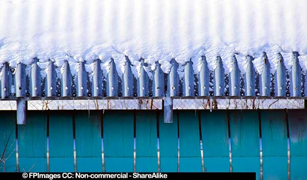Snow covered pipeline industrial abstract image