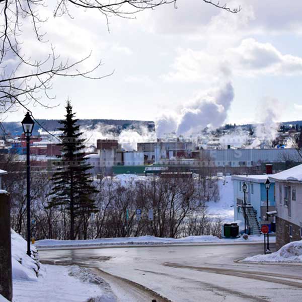 Looking at Madawaska paper mill from Edmundston, winter pictures