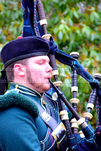 Bagpiper playing before the opening 