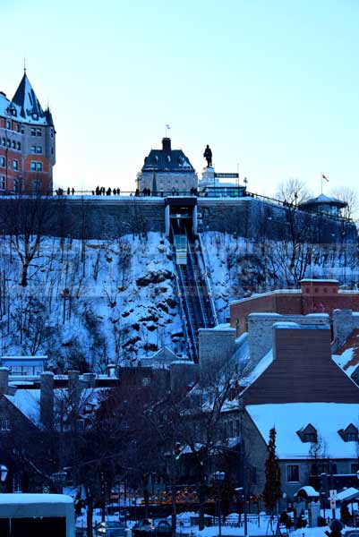 Old Quebec funicular railway and old town