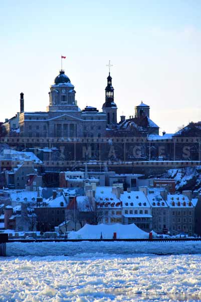 Scenic old Quebec urban landscape, winter picture