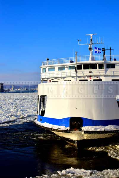 Bow of the ferry docked at Levis