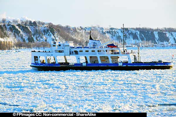 Lomer Gouin passenger ferry in winter